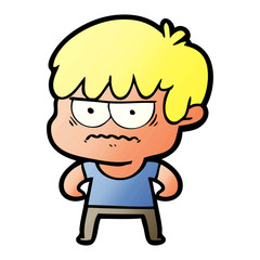 annoyed cartoon boy