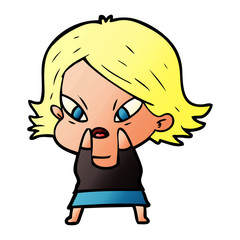 cartoon stressed woman