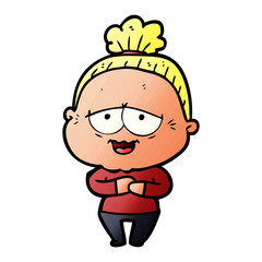 Obraz premium cartoon happy old lady