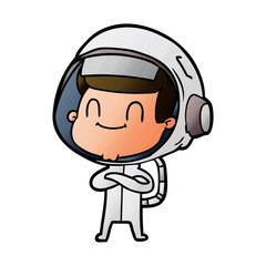happy cartoon astronaut