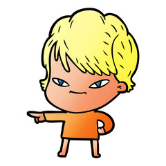 Obraz premium cartoon happy woman