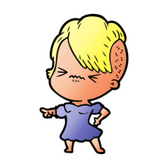 Obraz premium cartoon annoyed hipster girl