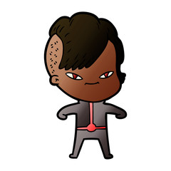 cute cartoon girl with hipster haircut