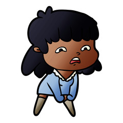 cartoon worried woman