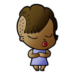 cartoon pretty hipster girl