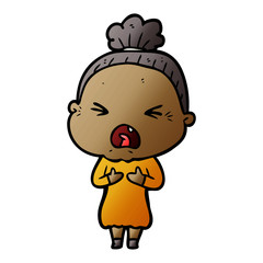 cartoon angry old woman
