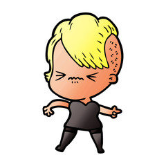 cartoon annoyed hipster girl