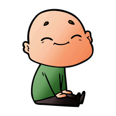 happy cartoon bald man