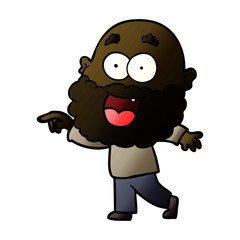 cartoon crazy happy man with beard