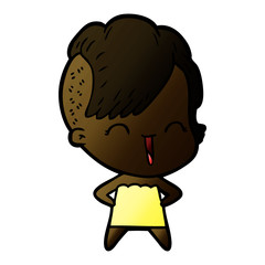 happy cartoon hipster girl