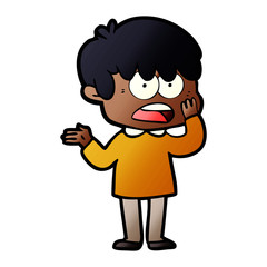 worried cartoon boy