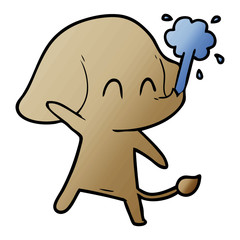 cute cartoon elephant spouting water