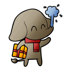 cute cartoon elephant spouting water