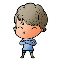 cartoon woman thinking