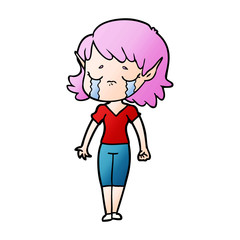 crying cartoon elf girl