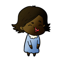 cartoon girl pulling face