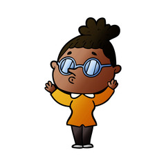 cartoon woman wearing glasses