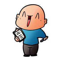 happy cartoon bald man