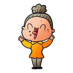 cartoon happy old woman