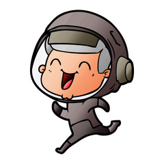 happy cartoon astronaut