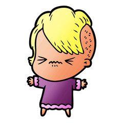 cartoon annoyed hipster girl