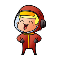 happy cartoon astronaut