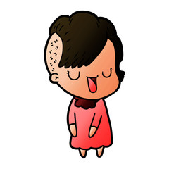 Obraz premium cute cartoon girl with hipster haircut
