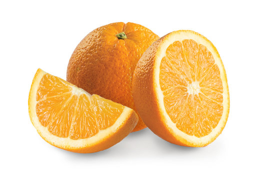 Oranges arranged and isolated on a white background