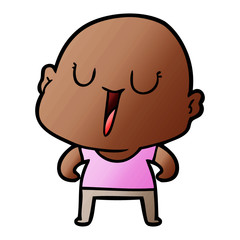 happy cartoon bald man