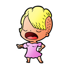 cartoon cool hipster girl talking