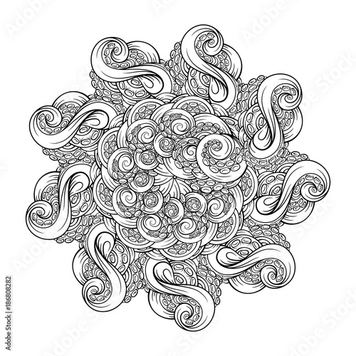 Download "Black and white octopus tentacles mandala" Stock image ...