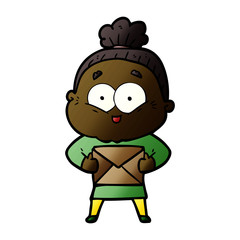 cartoon happy old woman