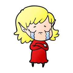 cartoon crying elf girl