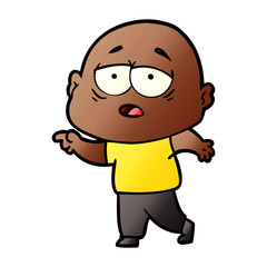 cartoon tired bald man