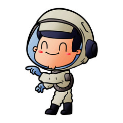 happy cartoon astronaut man