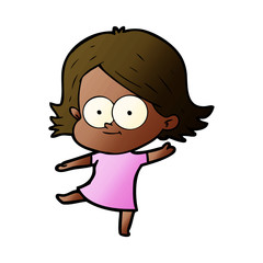 happy cartoon girl