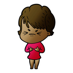 cartoon frustrated woman