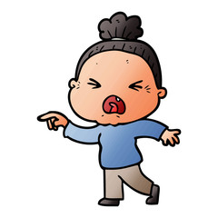 cartoon angry old woman