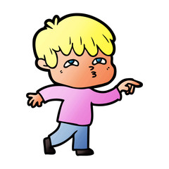 cartoon curious man