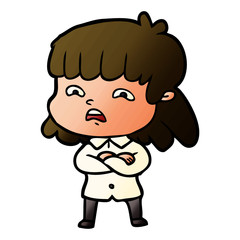 cartoon worried woman