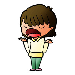 cartoon woman talking loudly