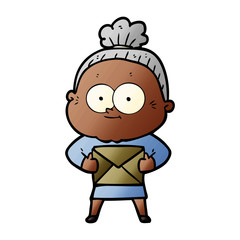 cartoon happy old woman