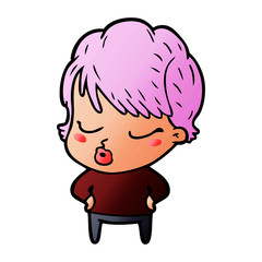 cartoon woman with eyes shut