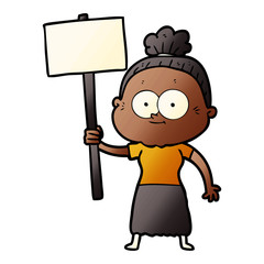 cartoon happy old woman