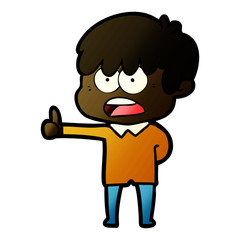 worried cartoon boy