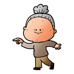 cartoon happy old woman