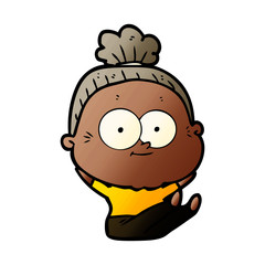 cartoon happy old woman