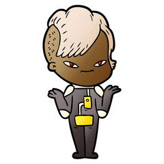 cute cartoon girl with hipster haircut