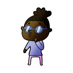 cartoon woman wearing glasses