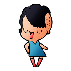 cute cartoon girl with hipster haircut